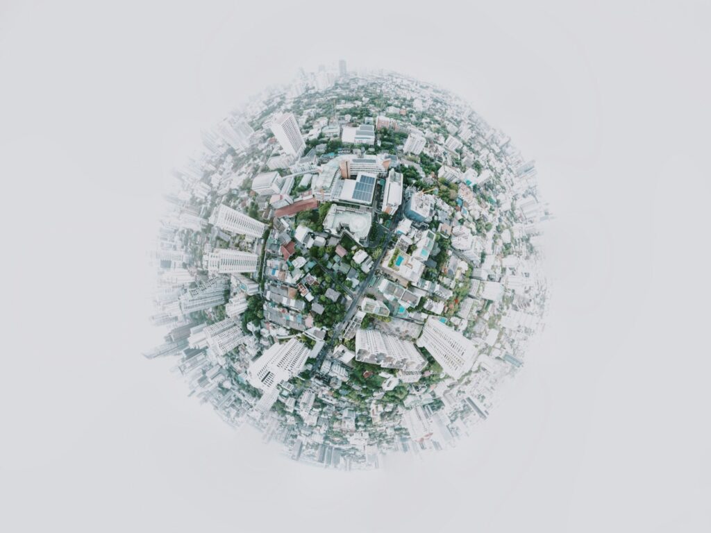 An above image of a city