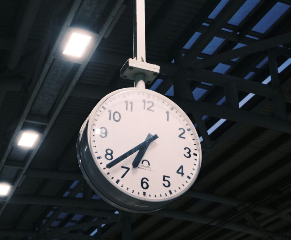 A clock in a train station